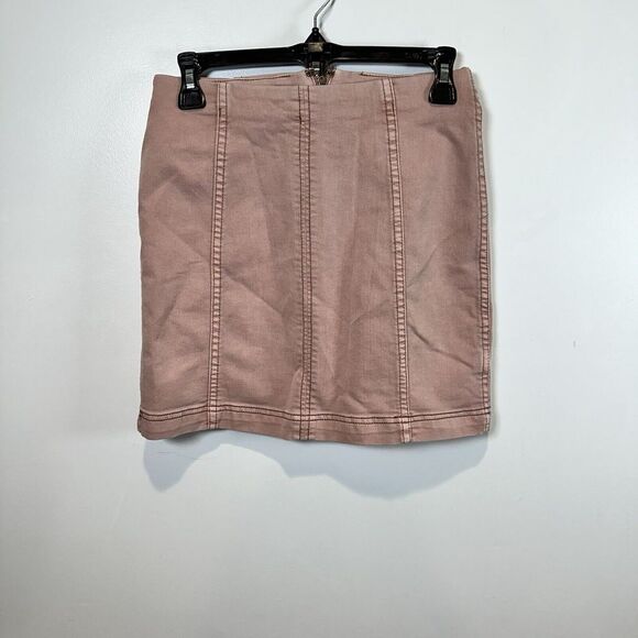 Free People/Size 4 Modern Femme‎ Desert Rose/Blush Pink Stretch Denim Mini Skirt - Picture 1 of 6